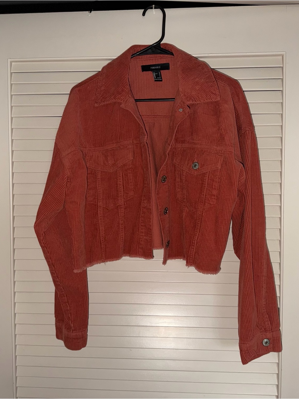 Forever 21 Cropped Corduroy Jacket in Rust Orange